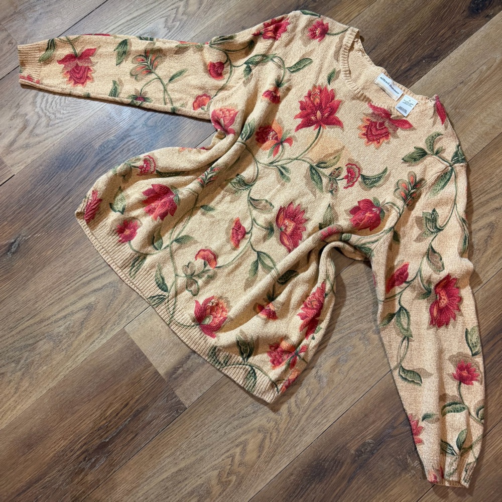 Vintage Y2K Beaded Sweater Vintage Beaded Sweater Vintage Fall Sweater Floral